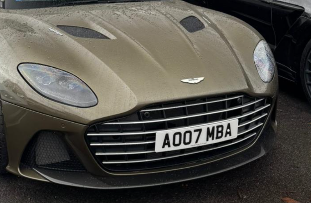 AO07 MBA private number plate on a Aston Martin DBS