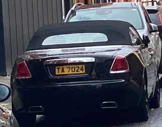 TA 7024 spotted on Rolls-Royce Dawn