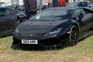 SS13 ARR private number plate on a Lamborghini Huracan, spotted in Goodwood