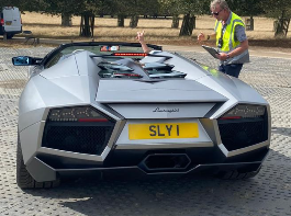 SLY 1 private number plate on a Lamborghini Reventon