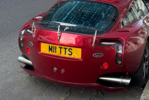 M11 TTS private number plate on a TVR Sagaris