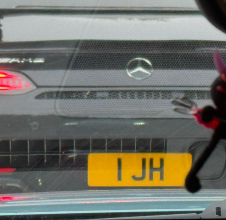 1 JH private number plate on a Mercedes-Benz AMG GT