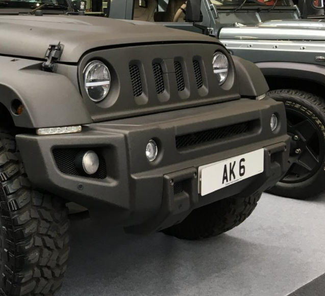 AK 6 private number plate on a Jeep