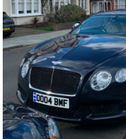 OO04 BMF private number plate on a Bentley