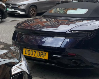 OO07 DRP private number plate on a Aston Martin DB11, spotted in London