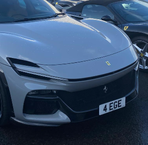 4 EGE private number plate on a Ferrari Purosangue