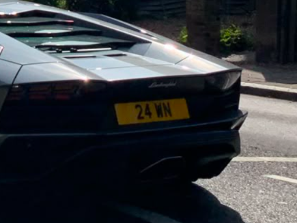 24 WN private number plate on a Lamborghini Aventador