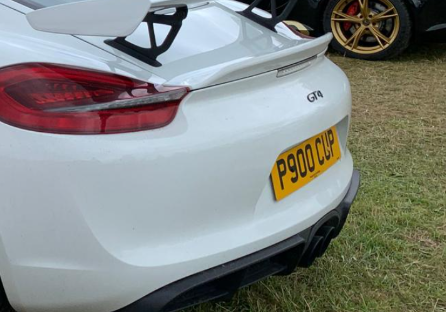 P900 CUP private number plate on a Porsche