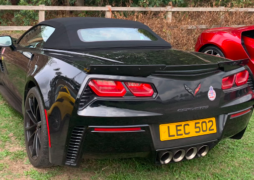 LEC 502 private number plate on a Chevrolet Corvette