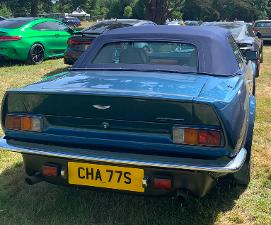 CHA 77S private number plate on a Aston Martin