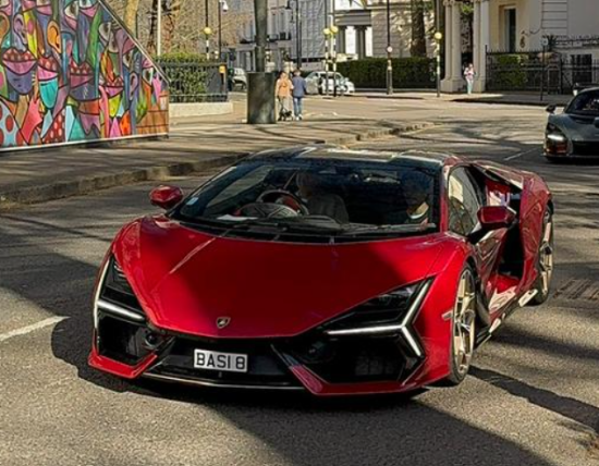 BAS 18 private number plate on a Lamborghini Revuelto