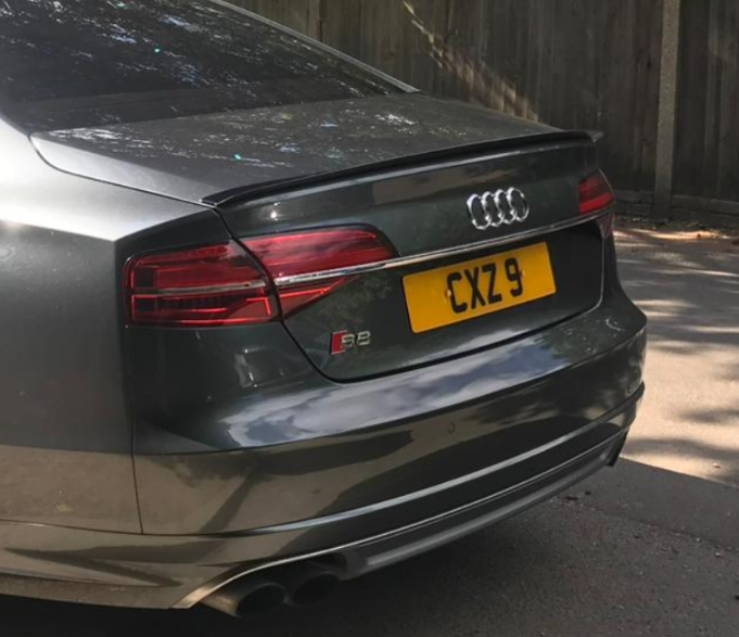 CXZ 9 private number plate on a Audi S8