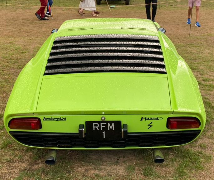 RFM 1 private number plate on a Lamborghini Miura