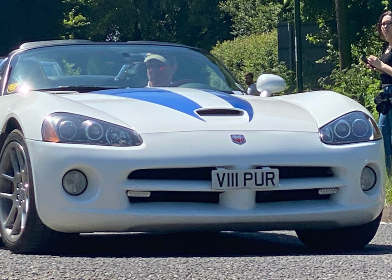 V111 PUR private number plate on a Dodge Viper, spotted in Goodwood Motor Circuit
