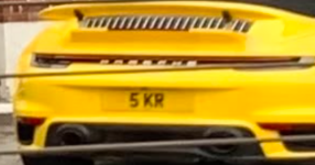 5 KR private number plate on a Porsche