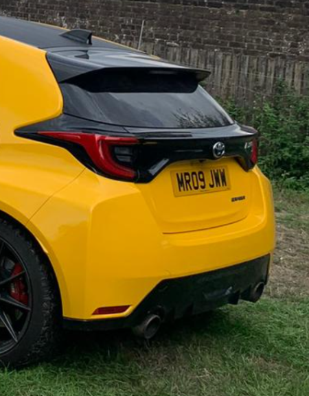 MR09 JWW private number plate on a Toyota GR Yaris