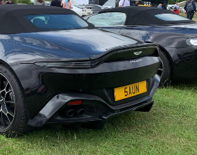 5 AUN private number plate on a Aston Martin