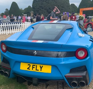 2 FLY private number plate on a Ferrari F12, spotted in London
