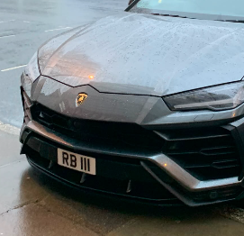RB 111 private number plate on a Lamborghini