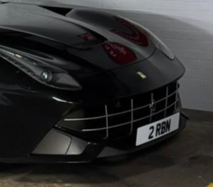 2 RBN private number plate on a Ferrari F12