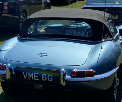 VME 6G private number plate on a Jaguar E-Type