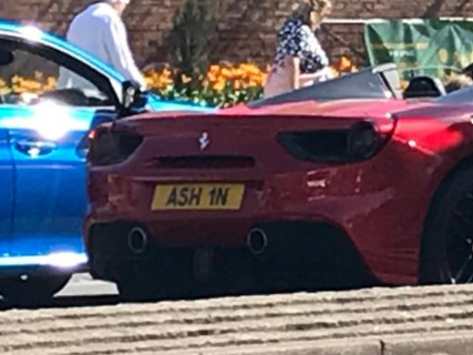 ASH 1N private number plate on a Ferrari 488
