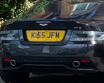 K155 JFM spotted on Aston Martin DB9