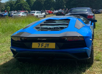 7 FJY private number plate on a Lamborghini