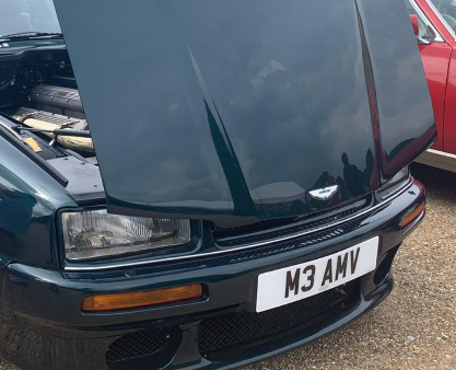 M3 AMV private number plate on a Aston Martin