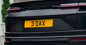 3 DAX private number plate on a Lamborghini, spotted in Richmond