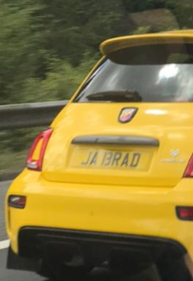 JA13 RAD private number plate on a Abarth 595