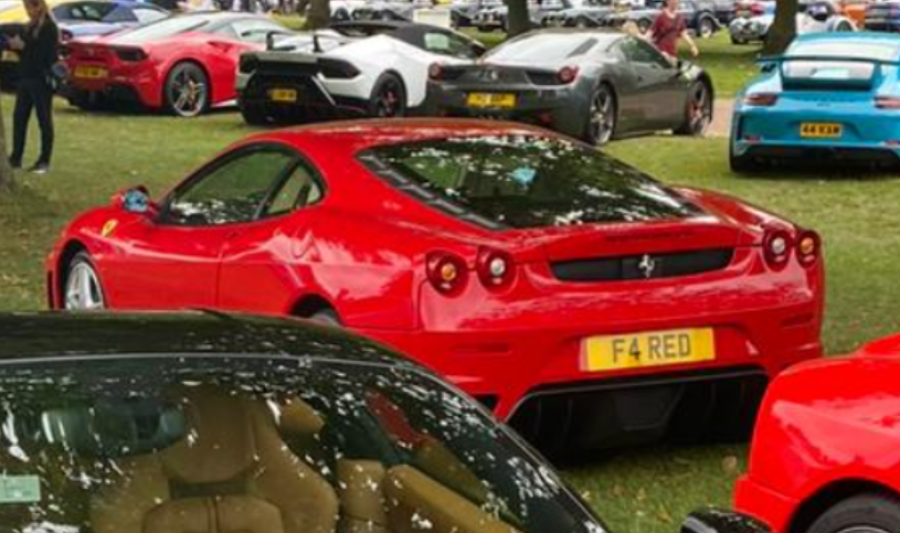 F4 RED private number plate on a Ferrari F430