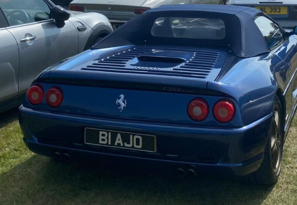 B1 AJO private number plate on a Ferrari