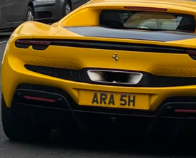 ARA 5H private number plate on a Ferrari 296