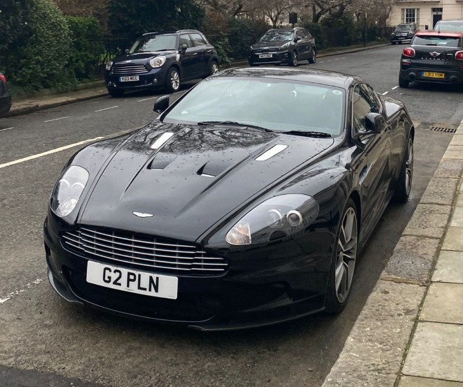 G2 PLN private number plate on a Aston Martin DBS