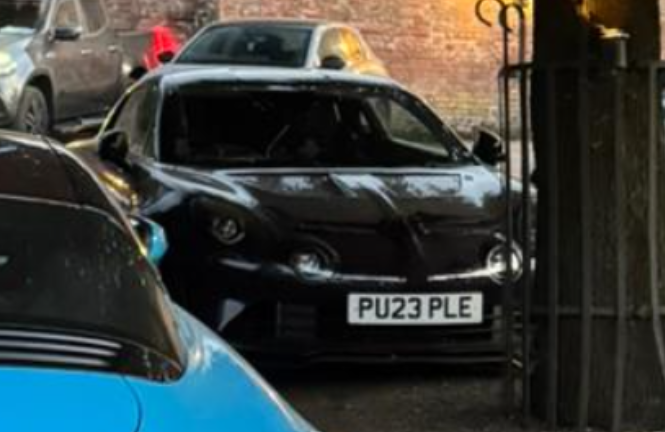 PU23 PLE private number plate on a Alpine A110, spotted in Goodwood
