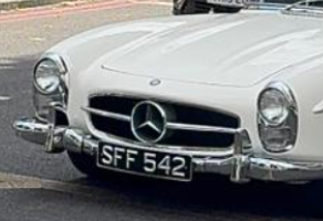 SFF 542 private number plate on a Mercedes-Benz 300SL, spotted in London