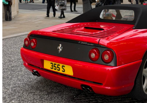 355 S private number plate on a Ferrari F355