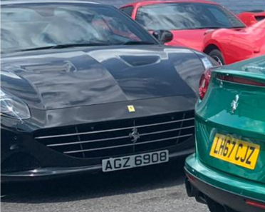 AGZ 6908 private number plate on a Ferrari California