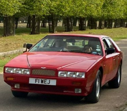 F1 WEJ private number plate on a Aston Martin Lagonda