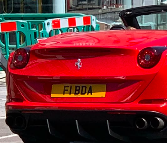 F1 BDA private number plate on a Ferrari