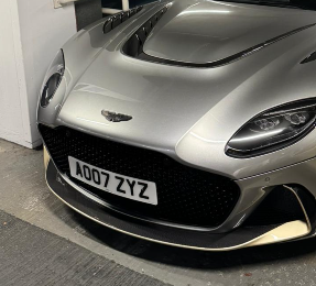 AO07 ZYZ private number plate on a Aston Martin DBS, spotted in Chelsea
