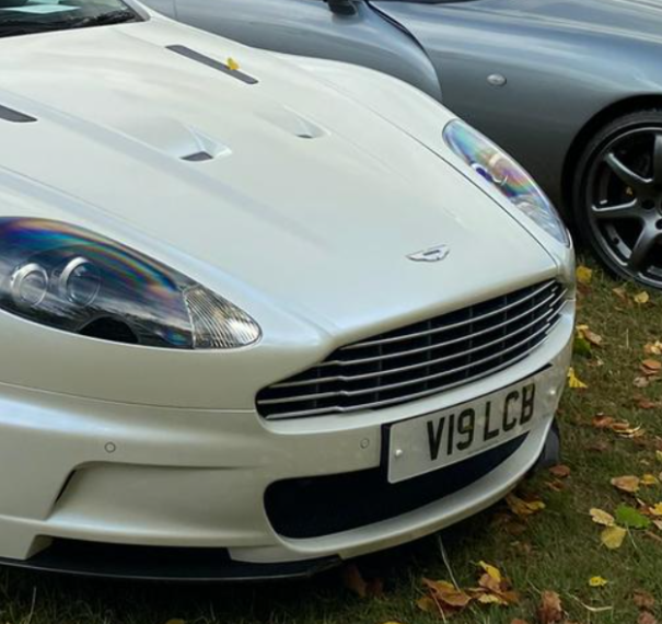 V19 LCB private number plate on a Aston Martin