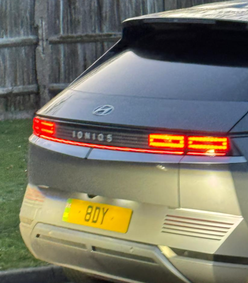 8 DY private number plate on a Hyundai Ioniq 5, spotted in Esher