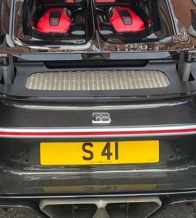 S 41 private number plate on a Bugatti Chiron, spotted in London