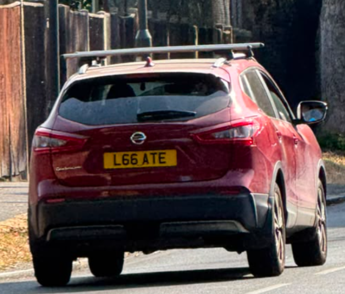 L66 ATE private number plate on a Nissan Qashqai, spotted in Wimbledon