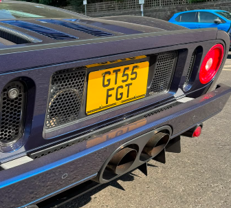 GT55 FGT private number plate on a Ford GT, spotted in Wimbledon
