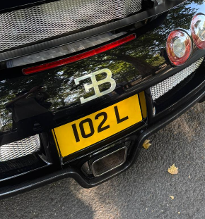 102 L private number plate on a Bugatti Veyron, spotted in London