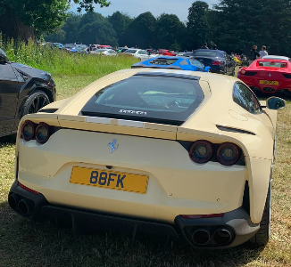 88 FK private number plate on a Ferrari 812, spotted in Goodwood