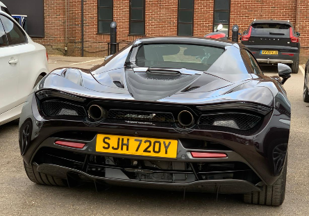 SJH 720Y private number plate on a McLaren